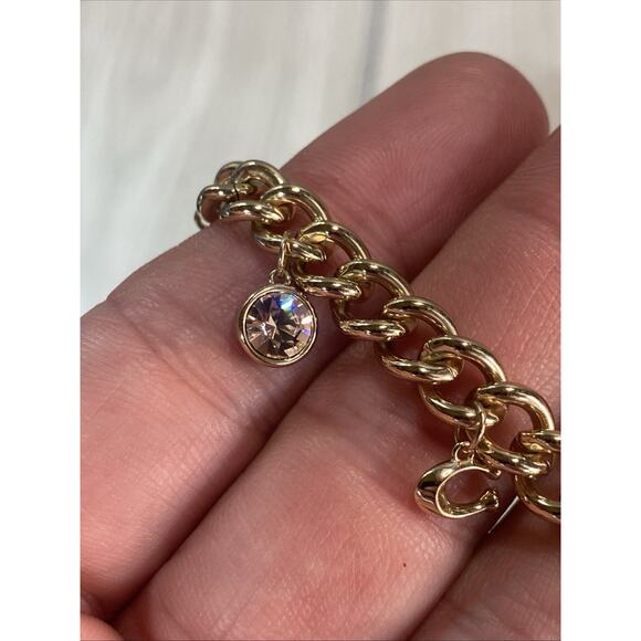 Brand New Coach Pearl Heart Padlock Charm Toggle Bracelet Price Tag $148 - Picture 8 of 9